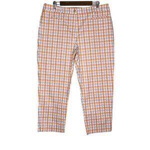 Ann Taylor Plaid Ankle Pants in Orange and White